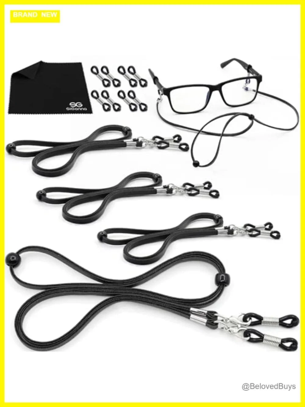 Eyeglass Strap Holder Anti-Slip Cord - PU Leather & Metal Clip Lanyard
